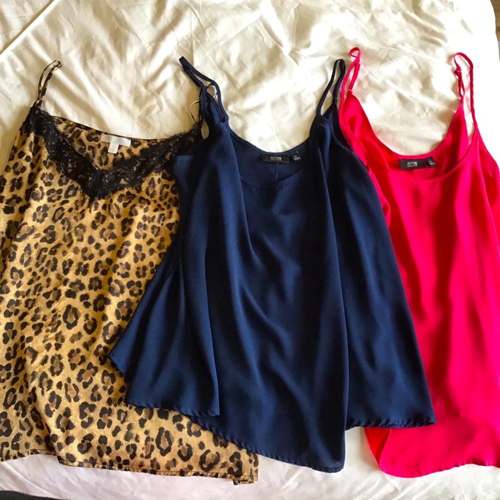 Classy flowy camisoles. Navy pink leopard XL
